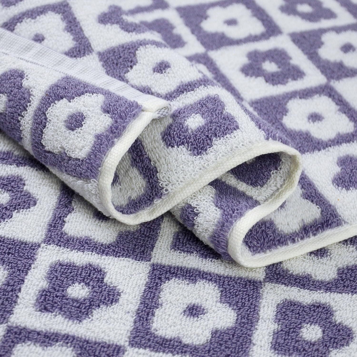 Cotton Hand Towels Pink Checkered Floral - Quick Drying Hand Towel Set of 4, for Women Girls Wife Mom Daughters, 29" x 13"