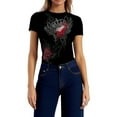 thumbnail image 2 of Valentine Women Heart Rhinestone Graphic Print T-Shirt Short Sleeve Retro Fairy Grunge 90s Goth Top, 2 of 6