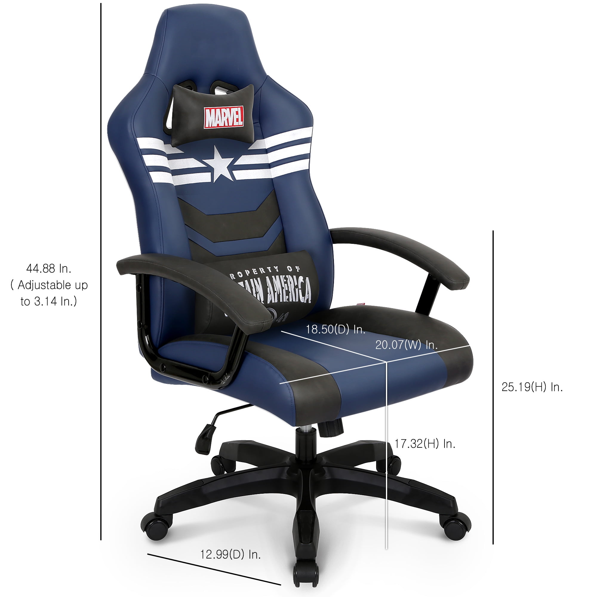 Licensed Marvel Gaming Racing Chair Executive Office Desk Task Computer Home High Back Headrest Tilt Ergonomic Lumbar Shoulder Support