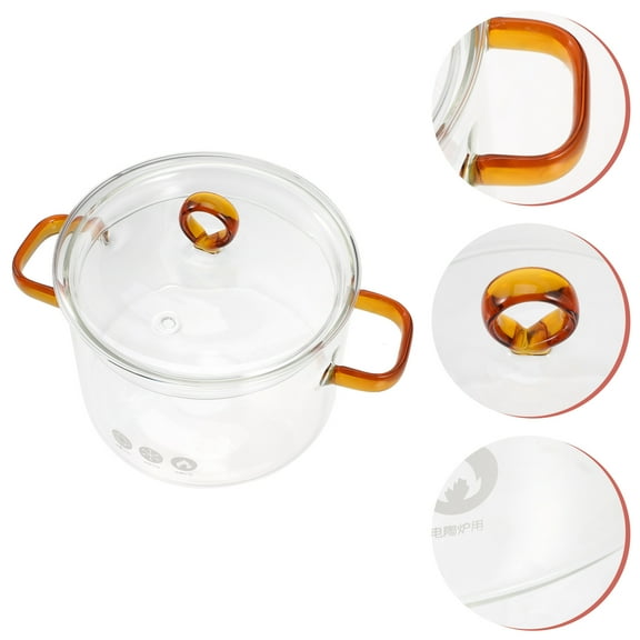 Amosfun Cooking Pot Glass Assorted Color 1Set Handle Design Versatile
