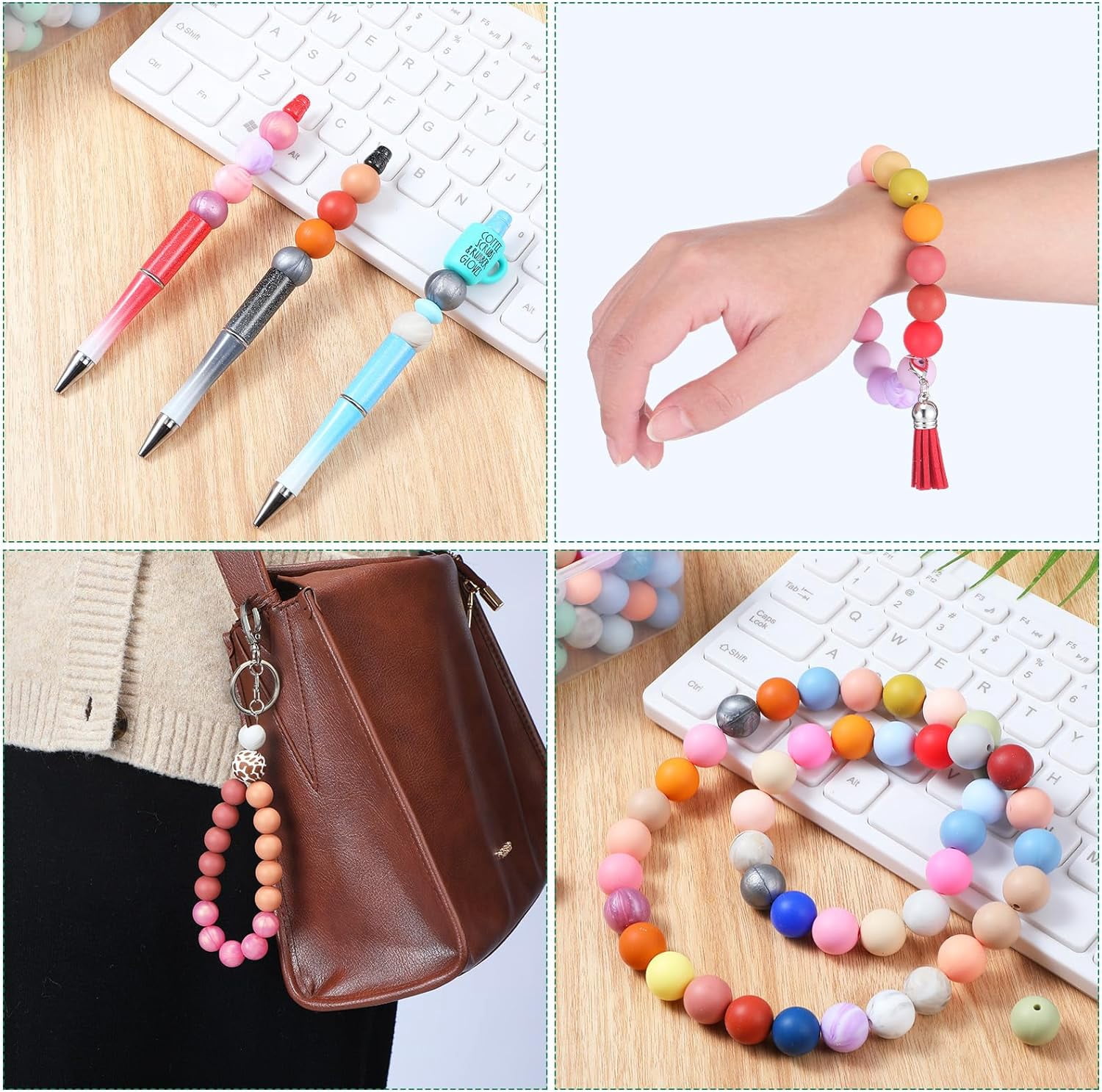 GYTY   500 Pcs 15mm Silicone Beads Mixed Round Silicone Beads Bracelet Making Kit Focal Beads Loose Beads for DIY Craft Necklace Jewelry Bracelet Lanyard Keychain Making (50 Colors)