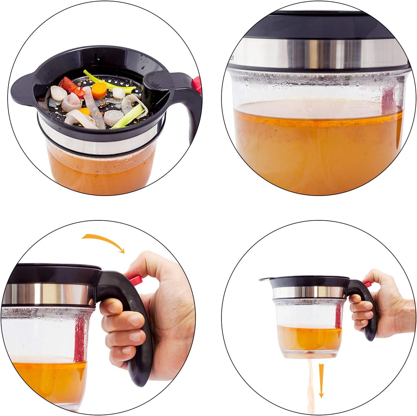 Fat Separator, Innovative Kitchen Aid for Separating Sauce From Fat, Heat-Resistant Sieve Catch Leftover Food, Ideal for Low-Fat Broth Preparation, Bottom Release for Effortless