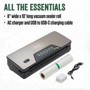 LEM MaxVacGo Cordless Vacuum Sealer, with Integrated Roll Holder and Cutter