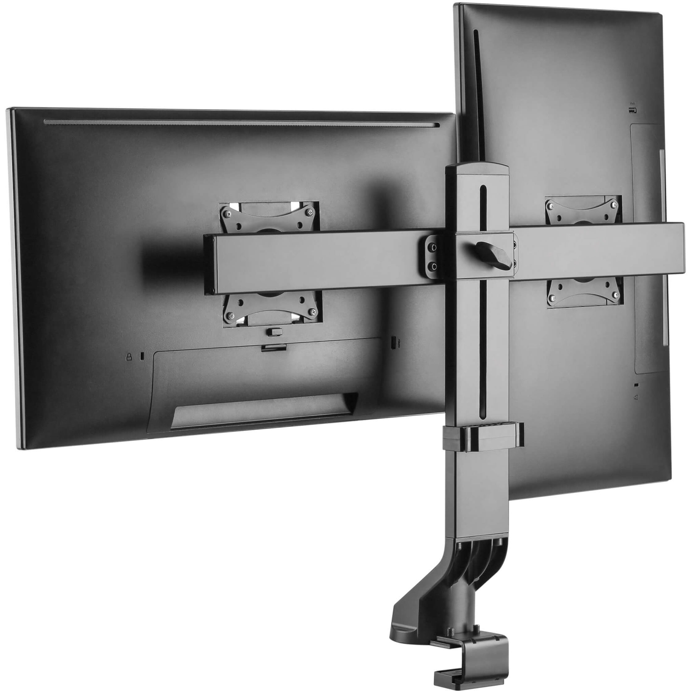 Tripp Lite Dual-display Monitor Arm With Desk Clamp And Grommet Height Adjustable, 17" To 27" Monitors Mounting Kit For 2 Lcd Displays Steel Black Screen Size: 17"-27" Clamp Mountable