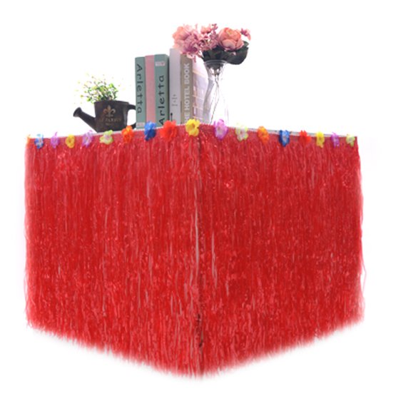 LYD Falda de mesa hawaiana de 9 pies de largo, decoración de fiesta de hibisco Luau, decoración de tema tropical LYD  1037793