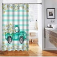 thumbnail image 4 of Green Farm Truck Shower Curtain, Blooming White Daisy Flower Bouquet Country Vintage Car Pickup Stripes Rustic Farmhouse Bathroom Decor, Waterproof White Fabric Shower Curtain, 72 X 72 Inch, 4 of 5