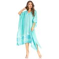 thumbnail image 5 of Sakkas Clementine Third Women's Tie Dye Caftan Dress/Cover Up Beach Kaftan Summer - 41-Aqua - One Size, 5 of 5
