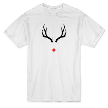 Xmas Red Nosed Deer Graphic Men's White T-shirt