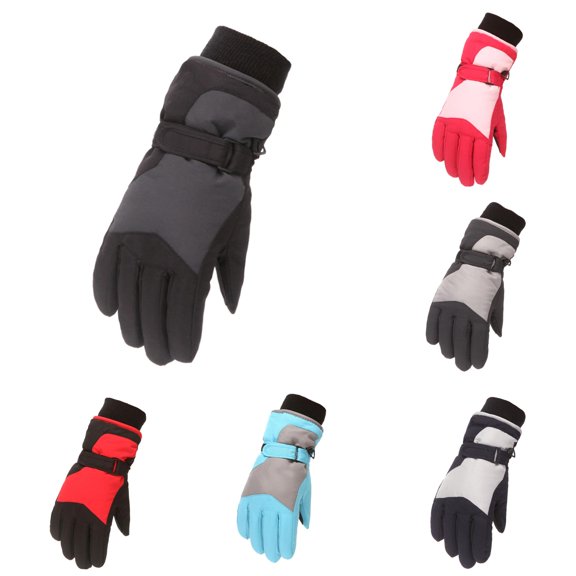 SUXIAN Toddler Mittens Warm Windproof Print Winter Mittens for Outdoor Skating Snowboarding Skiing Boys and Girls Boys Ski Gloves Black 7-12 Year