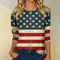 thumbnail image 5 of Ydkzymd Independence Day 4th Of July Shirts Women 3/4 Length Sleeve Round Neck Usa Shirts American Flag Business T-Shirts Summer Tunic Tops Khaki 2XL, 5 of 7