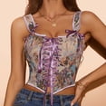 thumbnail image 4 of ZQUUVOU Corset Shapewear for Women Court Vintage Floral Fishbone Waist Trainer Bustier Bodysuit Shapewear Straps Tank Tops Purple A, 4 of 9