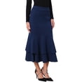 thumbnail image 4 of INSPIRE CHIC Women's Ruffle Fishtail Skirt High Waist Bodycon Elegant Cocktail Skirts L Dark Blue, 4 of 6