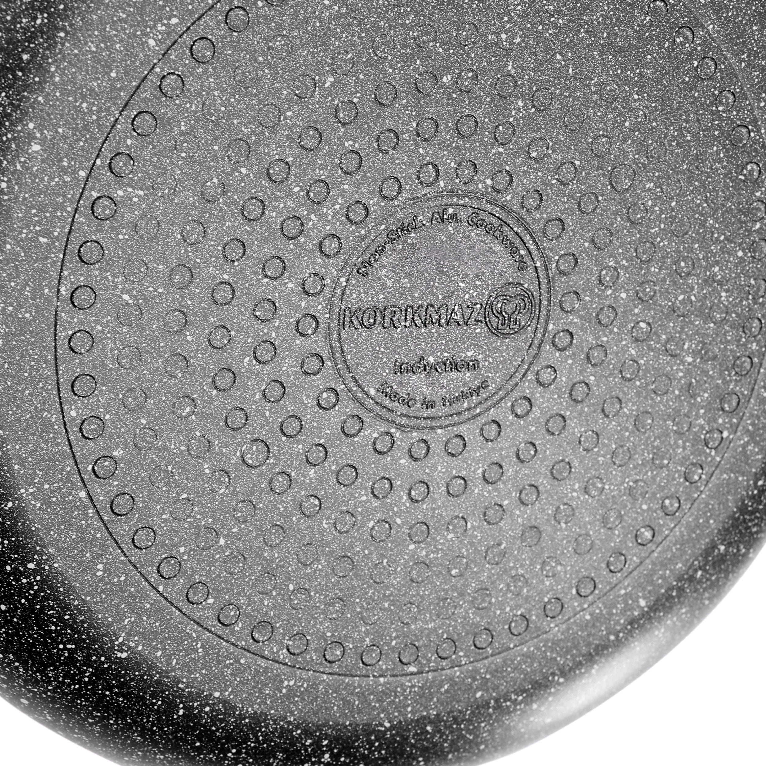 Korkmaz Galaksi Non Stick 10 Inch 6.5 Liter Casserole with Lid in Black