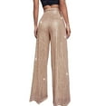 thumbnail image 3 of Harpily Women Plus Size Pants High Waisted Sequin Loose Drape Wide Leg Pants Fashion Casual Pants Khaki XXL, 3 of 5