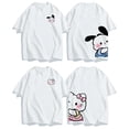 thumbnail image 1 of Camisetas de diseño de pareja de Hello Kitty de Sanrio para hombres y mujeres, lindas camisetas de Pochacco, camisetas sueltas, manga corta, moda Y2K, verano, nuevo, 2 piezas xuanjing  unisex, 1 of 2