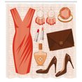 thumbnail image 3 of Ambesonne Heels and Dresses Shower Curtain, Fashion Elements, 69"Wx84"L, Salmon Brown Peach, 3 of 3