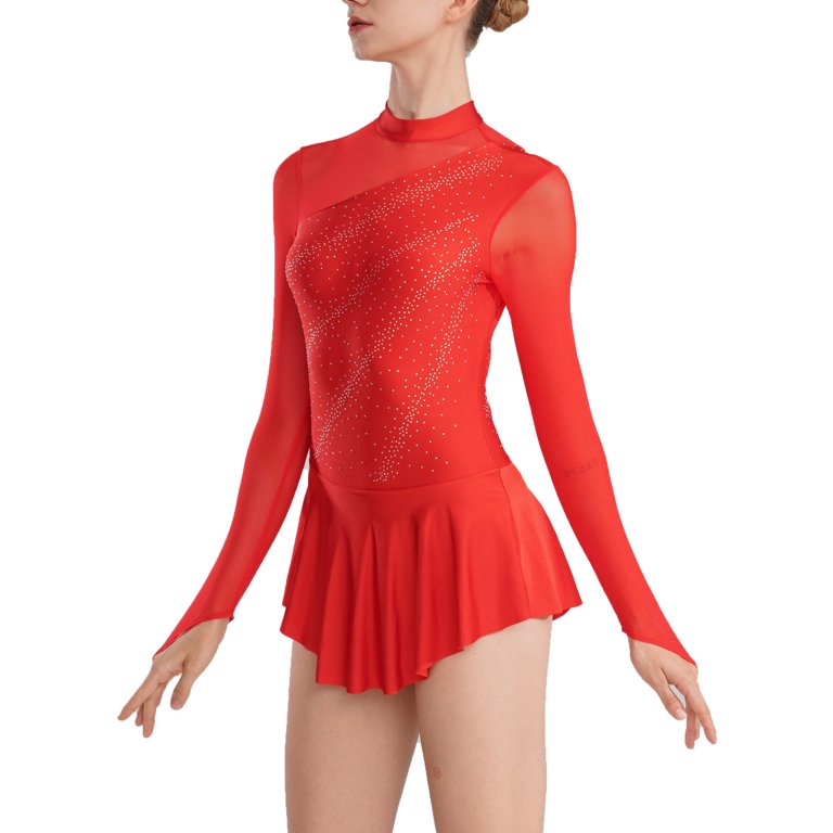open lace back dress Amazon.com: Figure Skating Dress High Neck Black and Red Gradient Diamond  Girls Competition Performance : Clothing, Shoes & Jewelry