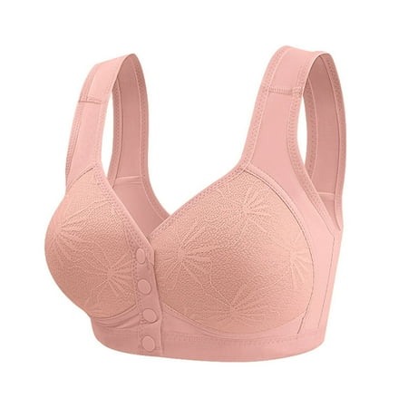 ALLLIST Pink Women s Bras Front Closure Wireless Sleep Embroidery Comfy Bralette Women s Lingerie Size 36-44