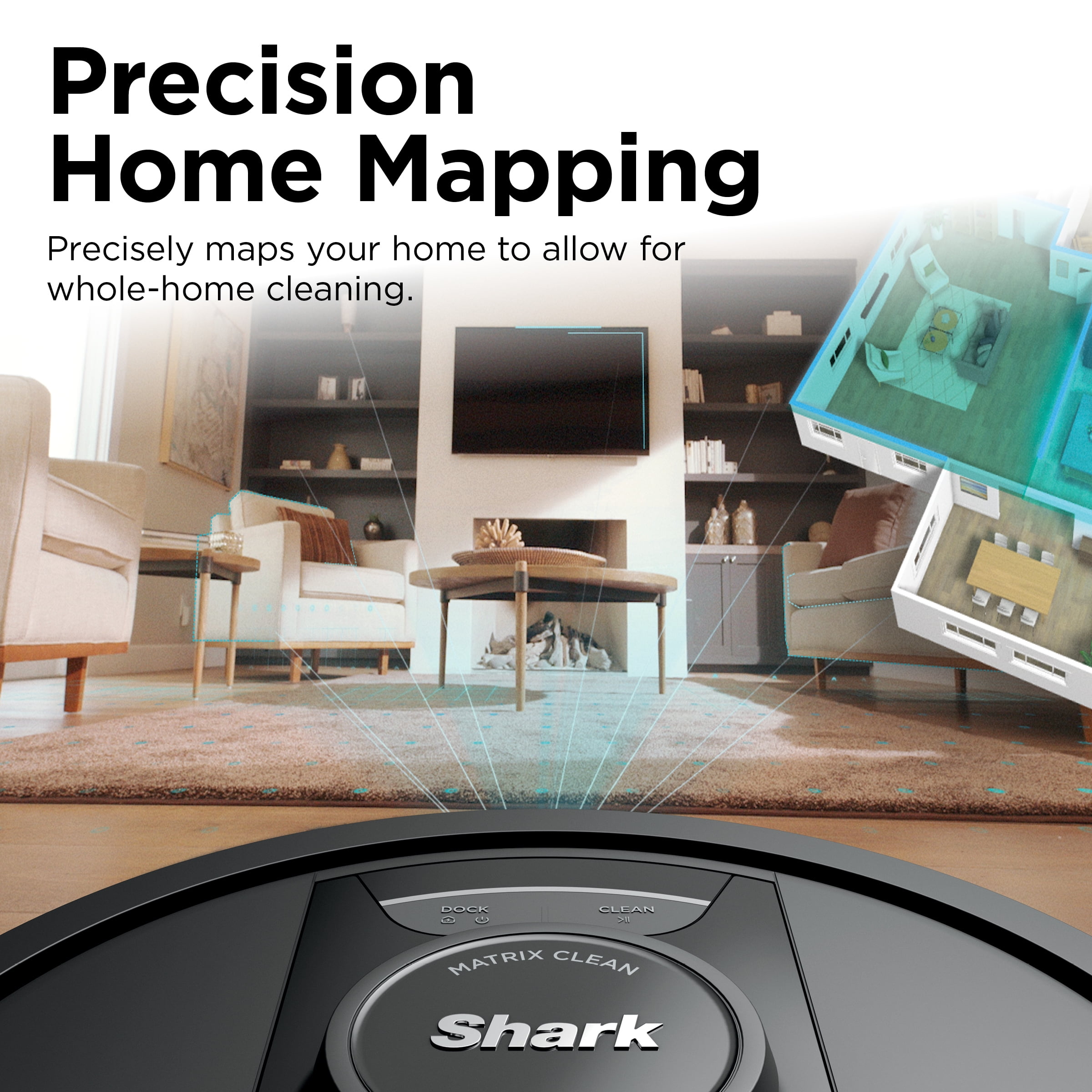 Shark Matrix 2-in-1 Robot Vacuum & Mop, Sonic Mopping, Matrix Clean, LiDAR Home Mapping, RV2400WD