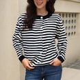 thumbnail image 1 of Huaizzzy Cardigan en Tricot à Rayures à Manches Longues pour Femme Grande Taille, Coupe Ample Décontractée, Col Rond, Chandail Confortable, Hauts d'Automne et de Printemps, T-Shirts Graphiques pour Femme, Hauts d'Entraînement 3x pour Femmes, Chemises d'Automne pour Femmes Grande Taille, 1 of 2