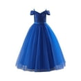 thumbnail image 2 of Riecok Little Girl Dress Princess Sleeveless Sequin Ruffle A Line Princess Dresses Halloween Birthday Party Kid Patchwork Tulle Skirt Formal Gown Dresses Blue 8 Years, 2 of 8