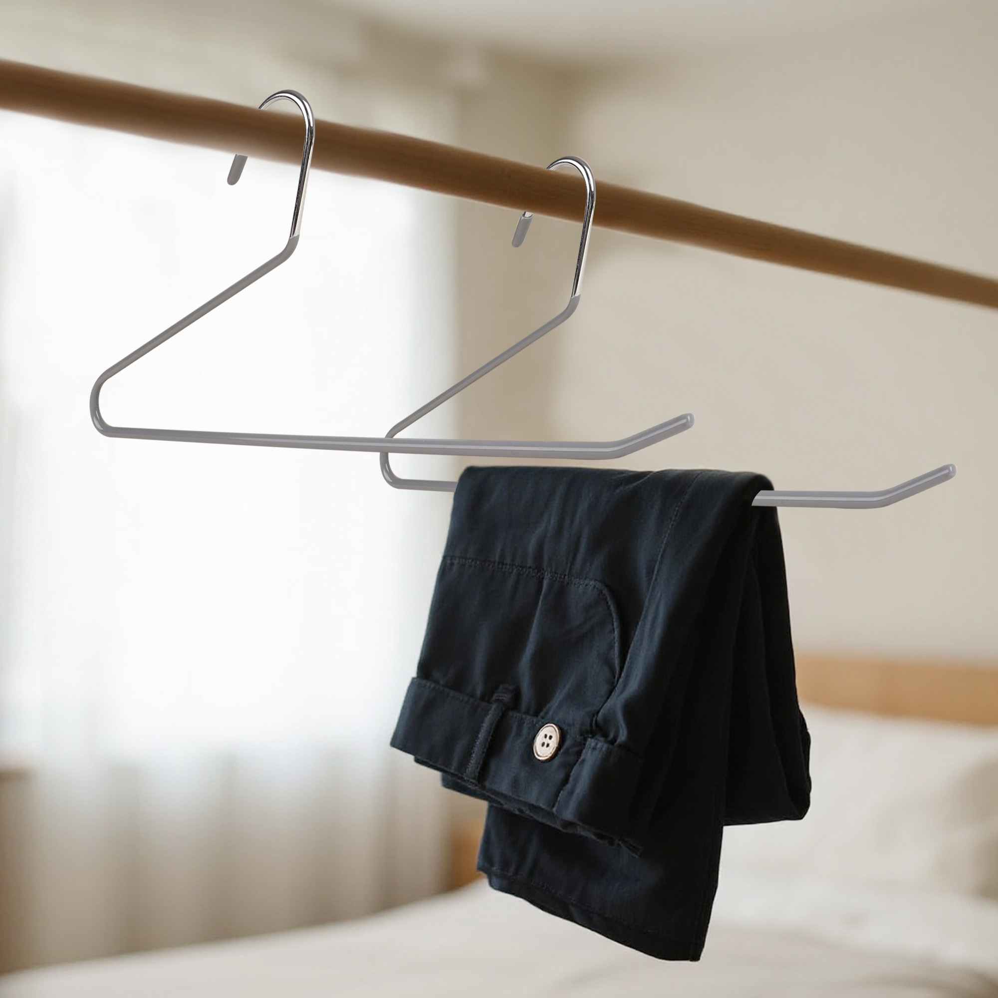 BP4U 36-Pack Open-Ended Metal Pants Hangers with Non-Slip Coated, Heavy Duty Space Saving Steel Towel & Scarf Hangers for Jeans, Trousers, Dresses & Bath Towels(Grey)