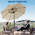 thumbnail image 2 of Yiwa 10ft Solar Patio Umbrella Offers a 3-Tier Design With Built-In Led Lights, Easy Crank And Push Button Tilt, Vented Top, And 8 Durable Ribs, Making It Ideal For Your Pool, 2 of 7