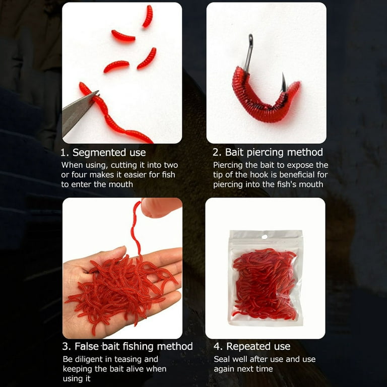 Bxingsftys 100pcs Senko Bait Lifelike Earthworm Red Worms Soft