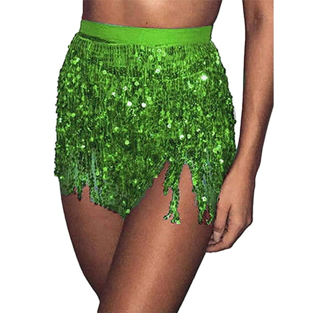 Women Orgy Tropical Samba Skirt Sequin Fringed Skirt Leak Navel Hip ...