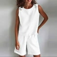 thumbnail image 1 of Ensembles Courts Femmes Tenues 2 Pcs Vacances Femmes Décontracté Été Uni Col Rond Sans Manches Hauts et Shorts Ensemble Femmes Ensembles Deux Pièces en Solde, 1 of 6