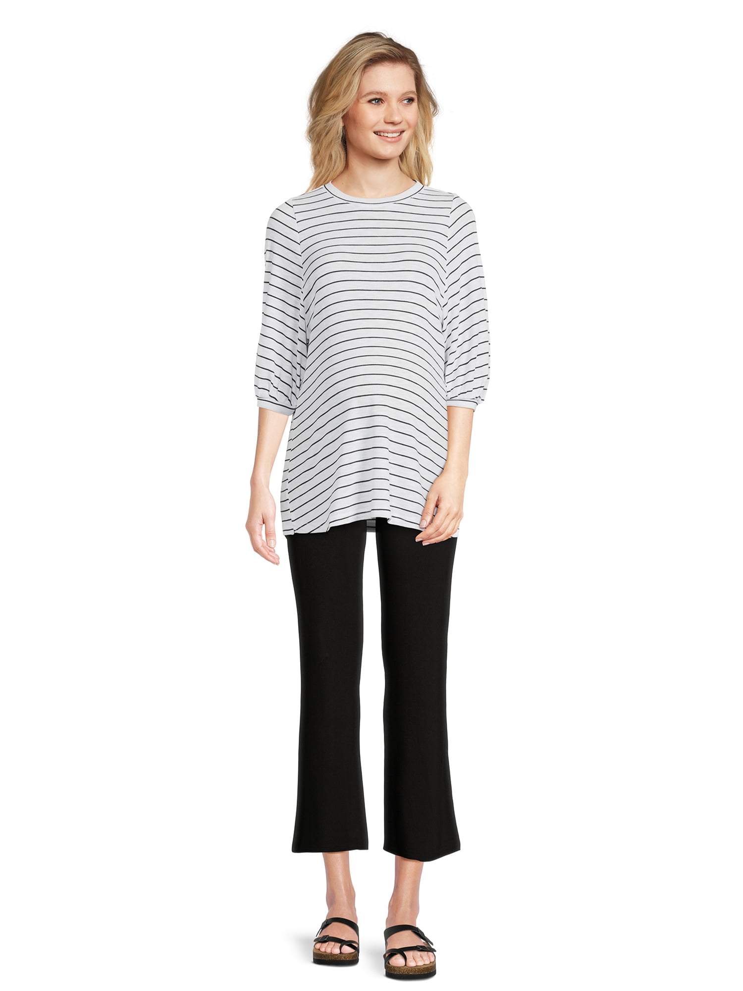 Time and Tru Women's Maternity Essential Knit Flare Pants, Sizes S-XXL