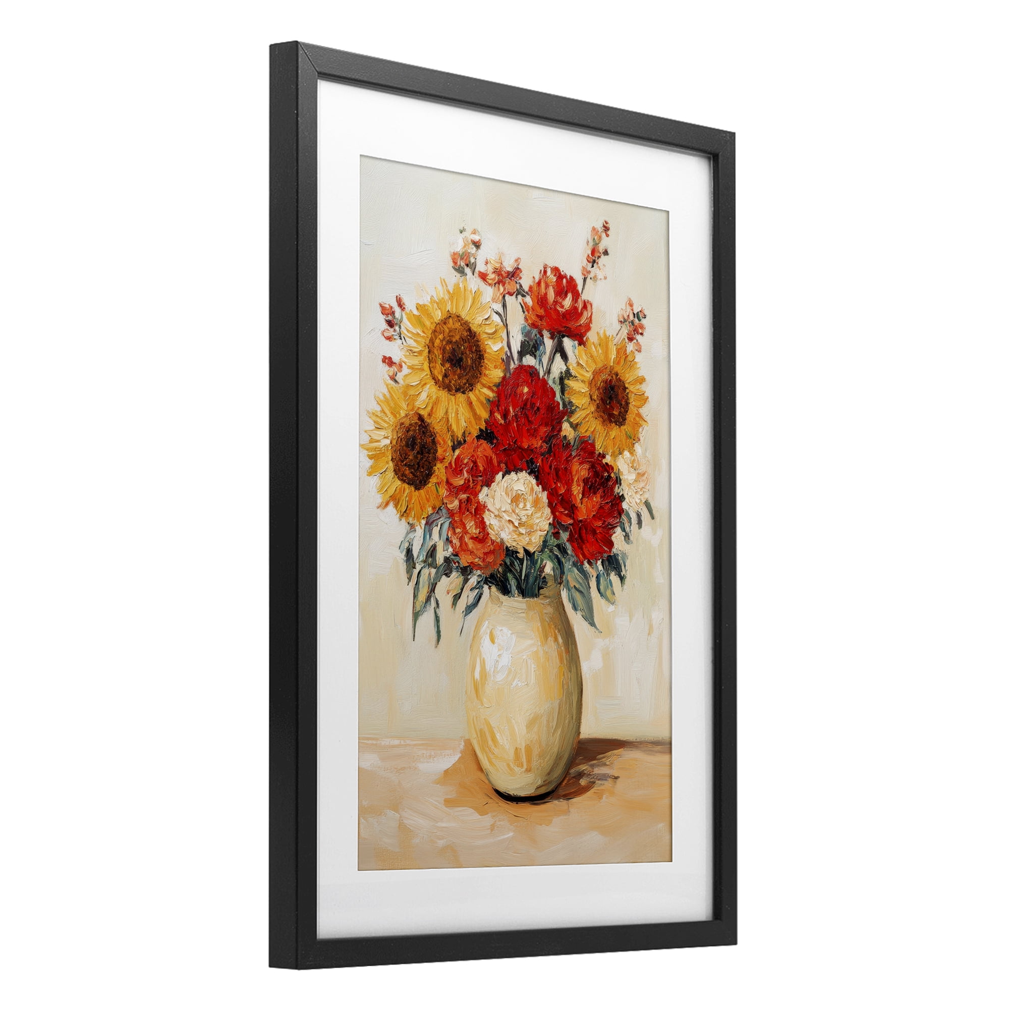 Charming Bouquet of Fall Black Framed Print Under Glass, design by Petal Prints Design