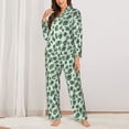 thumbnail image 2 of Pajama Sets for Women 2 Pcs, green leopard print design Button Down Long Sleeve Sleepwear Lounge PJ Sets, 2 of 6