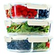 thumbnail image 1 of Los recipientes de vidrio para preparación de comidas se adaptan a compartimentos fuertes y saludables de 1/2/3, 1 of 7