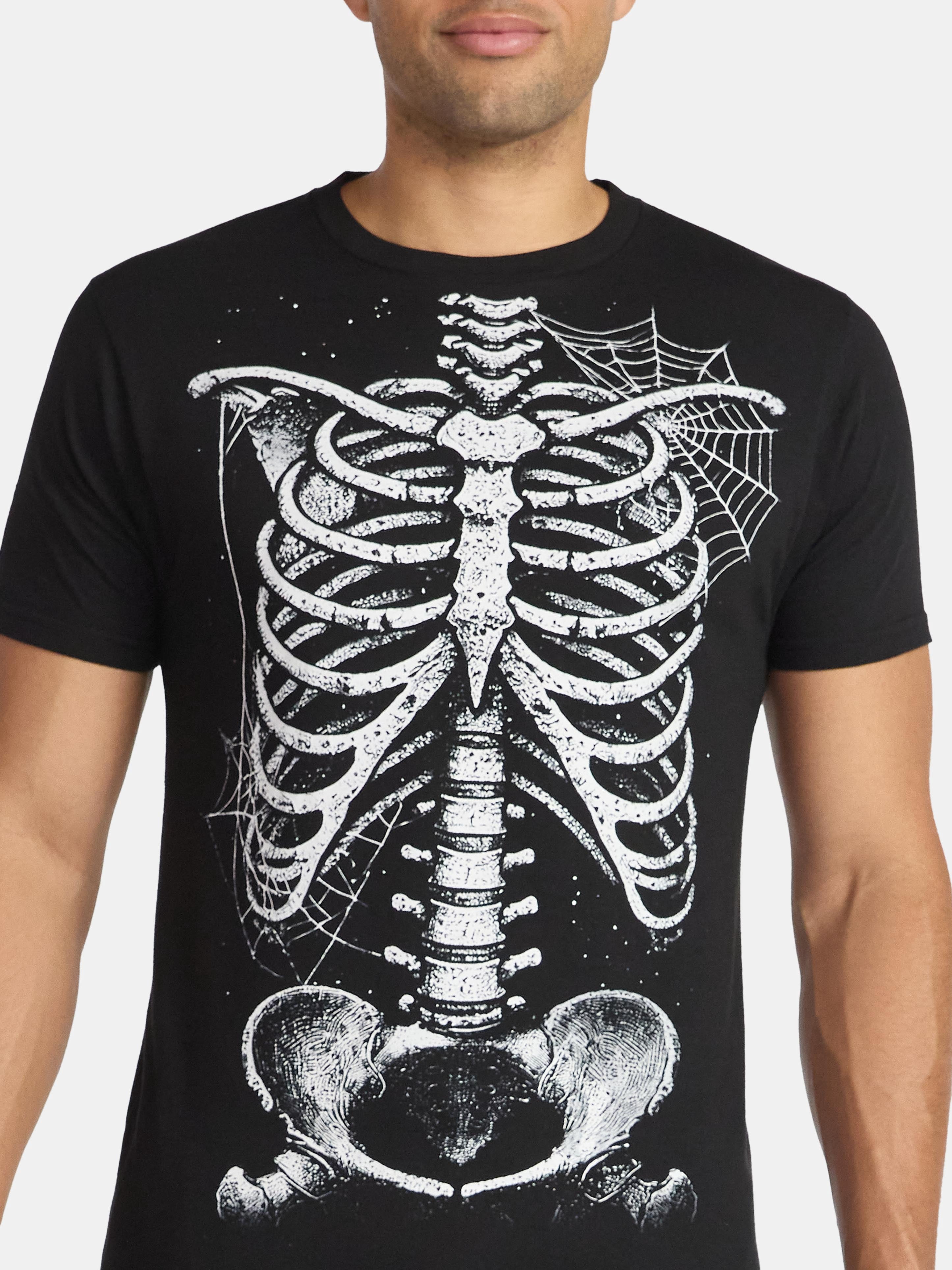 Halloween Men's Skeleton Webbed Ribs Graphic Tee from Way to Celebrate, Sizes XS-3XL