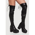 thumbnail image 2 of Women's Tie Back Chunky Heel Over The Knee Platform Boots, 2 of 3