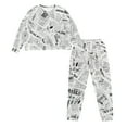 thumbnail image 4 of SCRAWLGOD Newspaper Print Women's Pajama Sets Long Sleeve Pullover Top and Full-Length Bottom with Pockets Drawstring, Soft Lounge Set Pockets 2 Piece Outfits Clothing, S, 4 of 7