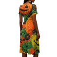 thumbnail image 5 of Halloween Dresses for Women Pumpkin Ghost Short Sleeve Spooky Midi Dresses Bat Witch Hat V Neck Horror Sundress, XL, 5 of 5