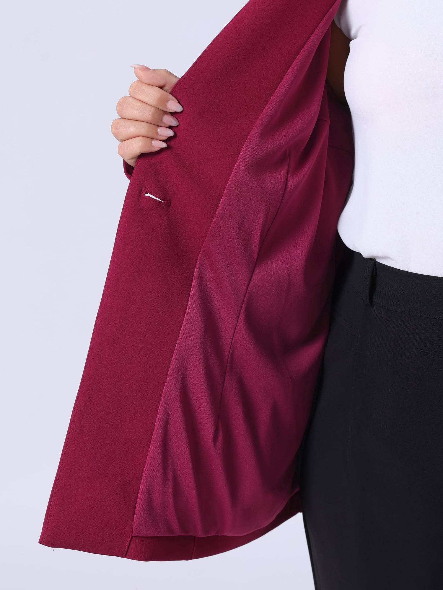 DARING DIVA Women's Plus Size Office Work Button Long Sleeve 4X Burgundy