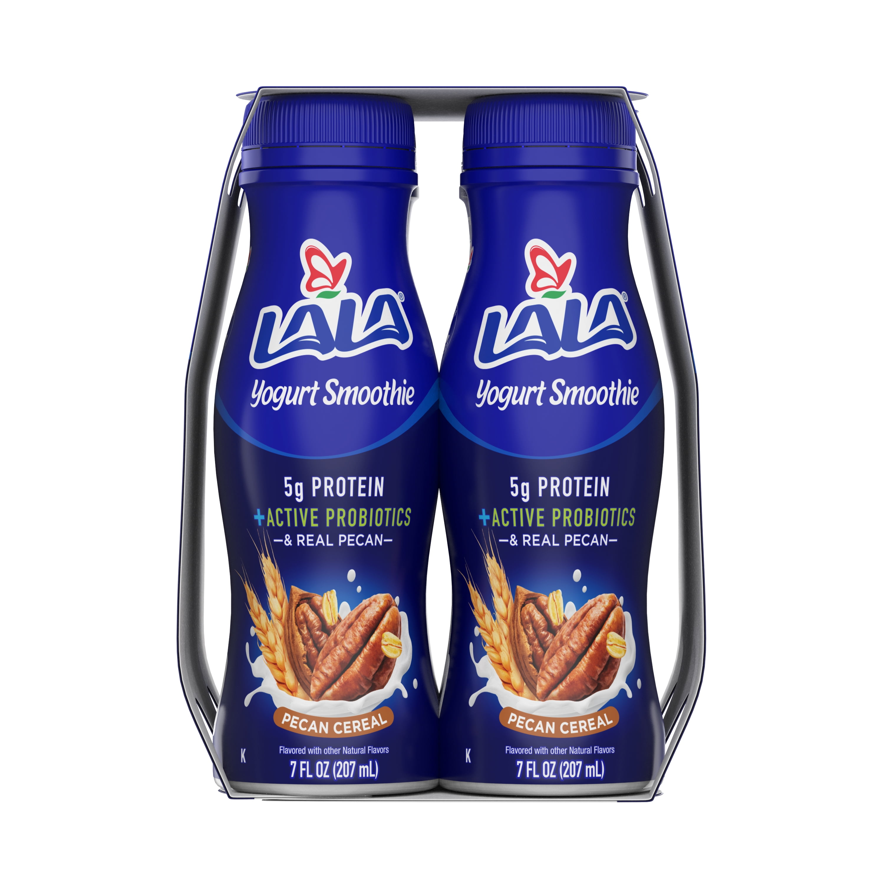 LALA Probiotic Protein Yogurt Smoothie Drink for Kids and Adults, Pecan Cereal, 7 oz Plastic Bottle (4 Ct)