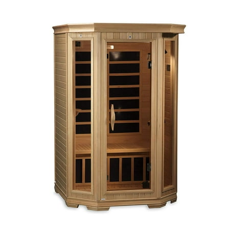 Golden Designs "Monte Carlo" 4-5-person Corner Near Zero EMF Far Infrared Sauna Canadian Hemlock