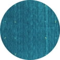 thumbnail image 1 of Ahgly Company Machine Washable Indoor Round Abstract Turquoise Blue Contemporary Area Rugs, 7' Round, 1 of 4