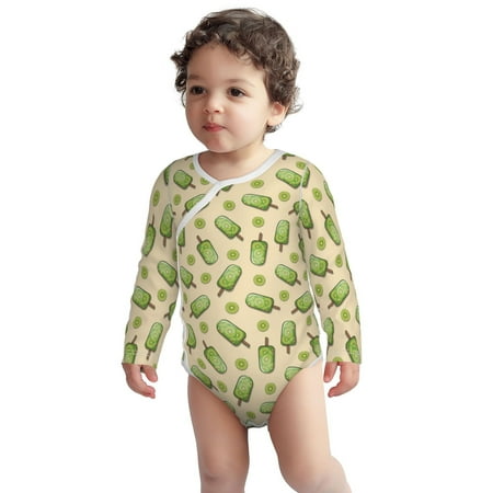 

Fotbe Kiwi Ice Cream Pattern Unisex-baby Long-sleeve Bodysuit Long Sleeve Bodysuits One-piece 100% Organic Cotton for Infant Baby Boys Unisex-12 Months