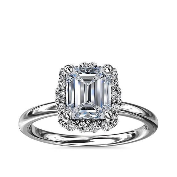 Beautfiul Emerald Shape 2.20 Ct Natural Diamond Halo Engagement Ring for Women Solid 950 Platinum Size 7 by Diamond-Capitals (F-G/VS1)