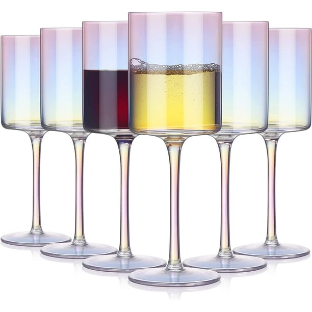 Wine Glasses Square Wine Glasses Set of 6, Large Red & White Wine