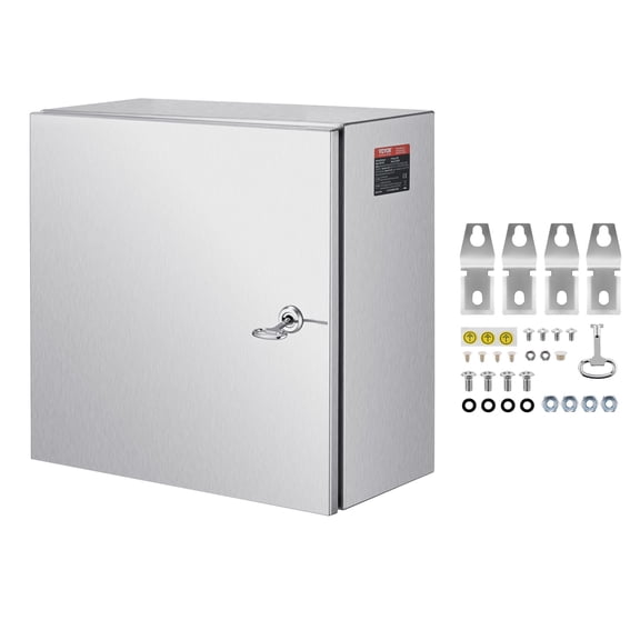 VEVOR NEMA Stainless Steel Enclosure, 12 x 12 x 8 in, NEMA 4X Steel Electrical Box, IP66 Waterproof & Dustproof, Outdoor/Indoor Electrical Junction Box, with Mounting Plate