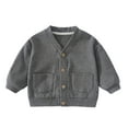 thumbnail image 1 of Toddler Boys Girls Cotton Cardigan Sweaters, Soft V-Neck Button Up Outerwear for Fall, 0-3Y, 1 of 3