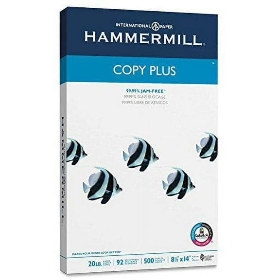 Hammermill KwHlGv Paper, Copy Plus, 20lb, 92 Bright, 8.5 x 14, Legal, 500 Sheets (2 Units)