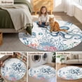 thumbnail image 6 of Octopus Coastal 6ft Round Rugs, Beach Nautical Ocean Coral Seahorse Vintage Washable Non-Slip Area Rugs for Living Room Bedroom Kitchen, Low Pile Dining Room Kicthen Circle Carpet, Indoor Floor Rug, 6 of 9