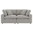 thumbnail image 2 of Modular Loveseat Sofa Couch, Light Grey Gray, Fabric, Living Kitchen Cafe Bistro Hospitality Restaurant, Modern Contemporary HB34755, 2 of 5